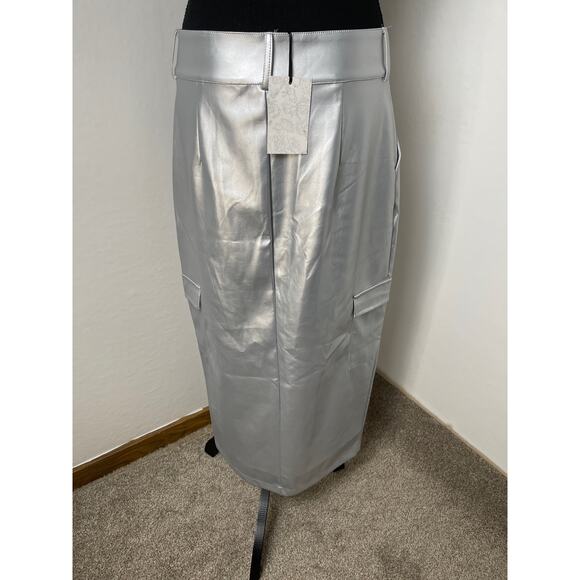 NWT Soho Apparel Women's Silver Cargo Chic Preppy Street Wear Maxi Skirt XL - Picture 2 of 11